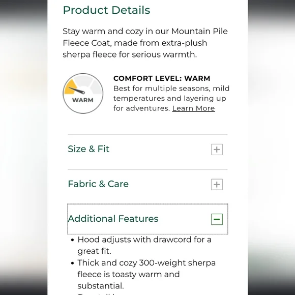 L.L. Bean Women's Cream Mountain Pile Fleece Coat 2X - Picture 7 of 8